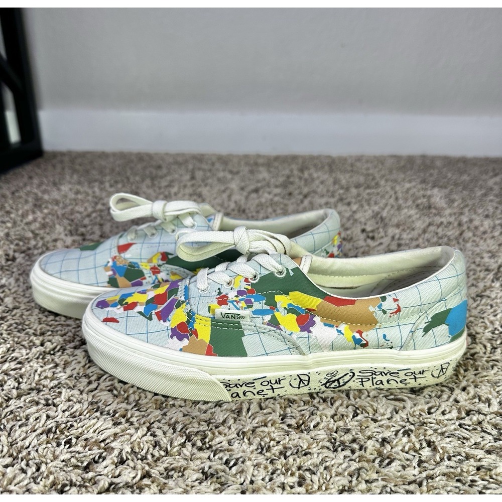Vans off The Wall Save Our Planet World Map Women's Size 6.5 Shoes Sneakers